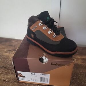 Timberland Kids Black and Tan Hiking Boots